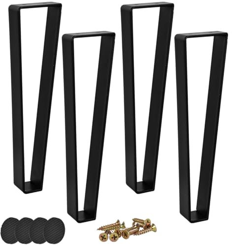 Btowin Lot de 4 pieds de meubles trapézoïdaux en métal de 30 cm, pieds de table de style moderne en épingle à cheveux, pieds de canapé robustes pour projets de bricolage, table basse, meuble TV,