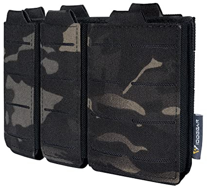 IDOGEAR Taktisk 5,56 mm magasinväska för gevär och dubbel 9 mm pistolmagasinväska Öppen topp med snabbkoppling MOLLE-kompatibel (Multi-camo Black)