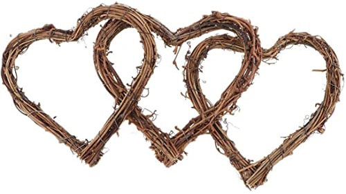 3PCS Heart Wreath Wicker 6'' Grapevine Wreath Natural Rattan Front Door Wreath Rustic Wicker Heart Wreath Frame for Wedding Front Door Wall Decor Grapevine Wreath Grapevine Heart Wreath Heart Wreath F