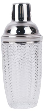 JNWINOG Cocktail Shaker Martini Mlixed Drink Shaker Professional Bar Tool with Scale Drink Shaker Bar Tools for Bartender and Beginner (Glass Silver, 14.5oz-A)