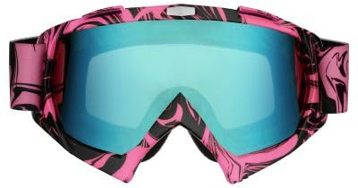 Mud Defeater Motor Kinder Brille Motocross Motorradbrille Racing Googles Quad Bike Cross Enduro Pink (Blau-Grünes Glas)