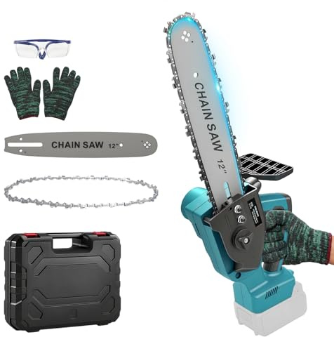 WingFly 12 tums sladdlös motorsåg kompatibel med Makita 18 V batteri, borstlös minimotorsåg med automatisk olja, elektrisk grensåg för trädgårdssax, träskärning (utan batteri)