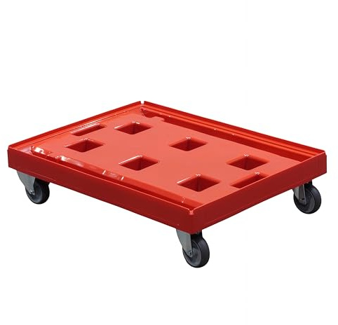 Transportroller für Kisten 80 x 60 cm - 400 kg Traglast in Rot 2 Lenkrollen - 2 Bockrollen