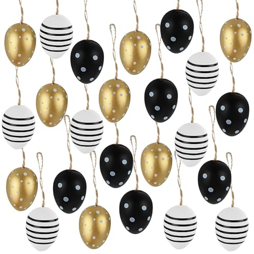 Fancysky Ostereier zum Aufhängen, Ostereier Deko Kunststoff, Osterdeko Anhänger, Osterdeko Dekoration Plastik Bunt, Draussen Outdoor Ostern Frühlingsdeko (4cm 24 Stück