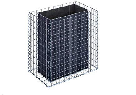 GABIONA | Gabionupphöjd bädd L x HxB: 100 x 100 x 60 cm | fyrkantig stenkorg som planteringskruka för trädgården | maskstorlek 5 x 10 cm