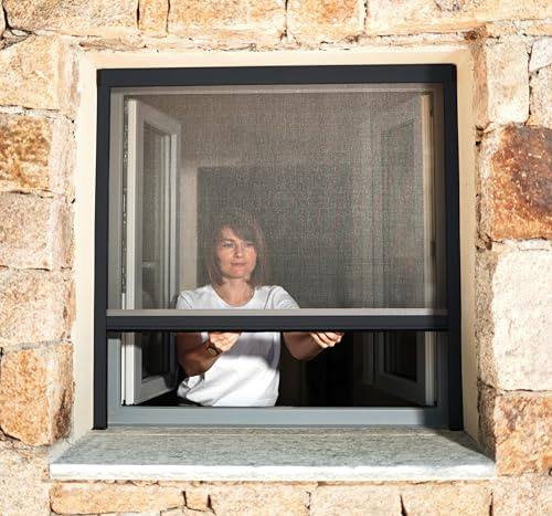 Avosdim Insektenschutzrollo für Fenster B 150 x H 160 cm & Türen, Aluminium, Insektenschutz Fenster – Anthrazitgrau RAL 7016