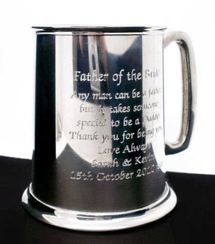 Personalised 1 Pint Pewter Tankard Fantastic Gift for Birthdays, Christmas, Weddings, Engagements and Father's Day - Also a Great Wedding Favour