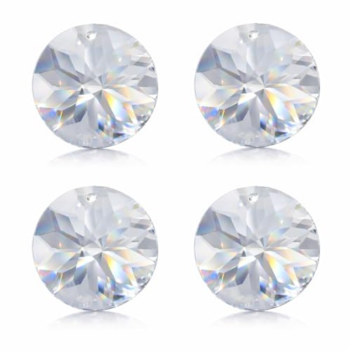4X Kristall Sonne 40 mm klar Facettenschliff Regenbogen Kristall Sonnenfänger Lüsterkristall