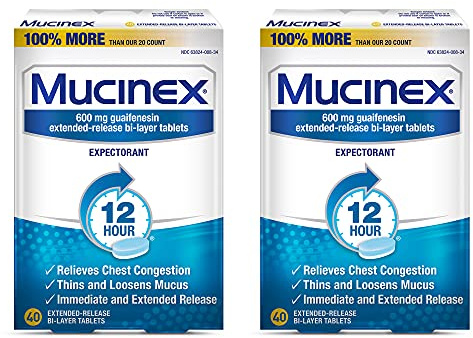 Mucinex 12 Hr Chest Congestion Expectorant, Tablets 40 ea (Pack of 2)