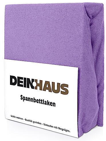 DH DEIN.HAUS Frottee Weiches Spannbetttuch 140 x 200 cm – Baumwolle, mit Gummizug, pflegeleicht, Bettlaken – Farbe: Violett