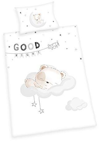 Herding Kleinkinder-Bettwäsche-Set, Sleeping Little Bear Wendemotiv, Bettbezug 100x135cm, Kopfkissenbezug 40x60cm, Baumwolle/Renforcé