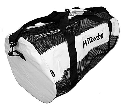 Hiturbo 100L Mesh Dive Duffel Bag: Scuba Gear Bags for Diving, Snorkeling, Freediving and Swimming - Travel Beach Pool Water Sports Equipment Bag with Shoulder Strap - White