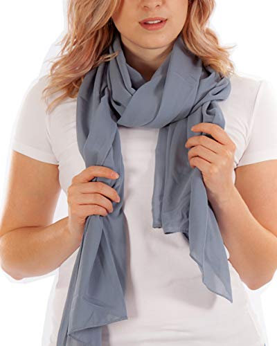 DOLCE ABBRACCIO by RiemTEX Schal Damen PRIMAVERA Schals & Tücher in Grau Stola Halstücher Pashmina aus Chiffon für Sommer Frühling Ganzjährig XXL Tuch Damenschal Chiffontücher (Grau)