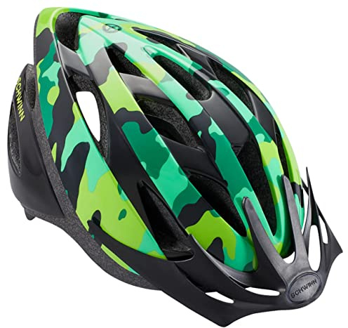 Schwinn Thrasher cykelhjälm för pojkar och flickor, barn, ålder 5-8 år, justering av urtavla, lätt, passform 50-54 cm, barn, grön kamouflage