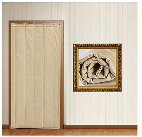 Winter Wärmeschutzvorhang Verdicken Windschutz Indoor Kälteschutz Türvorhang Aus Baumwolle Gang Eingangstür, 35 Größen WUZMING (Color : Beige, Size : 100x200cm)