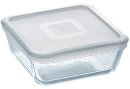 Pyrex Microwave Safe Classic Square Glass Dish with Plastic Lid 0.85 Litre White (Pack of 6)