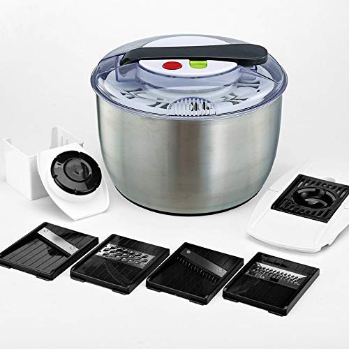 HUOQILIN Large Salad Spinner And Keeper - 5L Lettuce Spinner Vegetable Washer Dryer With Large Salad Bowl And Plastic Colander, Fruit Veggie Wash And Salad Making