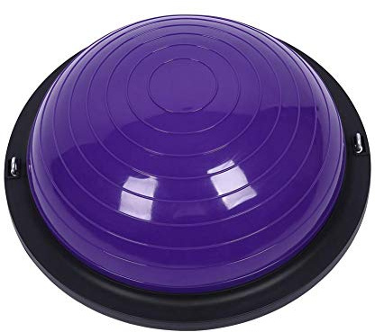 Auveach Balance-Ball-Trainer, 46 cm, mit Widerstandsbändern und Fußpumpe, verdickter Yoga-Übungsball für Pilates, Fitness, Heimtraining für Frauen, Teenager, Lila
