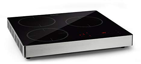 Klarstein TrinityCook – placa de inducción, independiente, control táctil, programable, 9 niveles, de 60 a 240 °C, no se sobrecalienta, seguro para niños, 3400 W, 3 zonas de cocción, negro