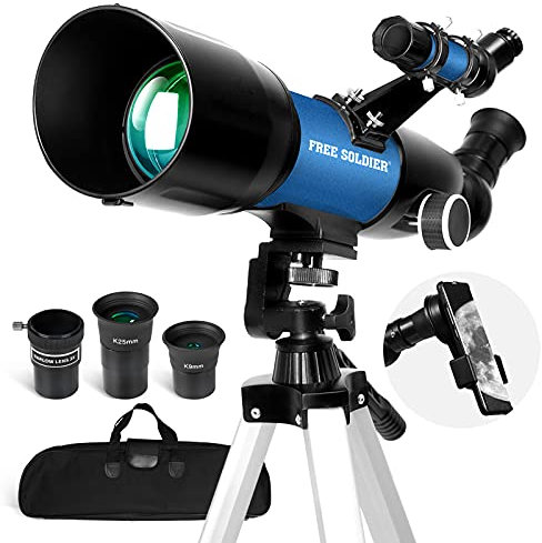 Teleskop Astronomie - Fernrohr Teleskop für Kinder & Erwachsene und Einsteiger 400x70mm Astronomisches Refraktor Teleskop mit FMC Optik Smartphone Adapter, Stativ, Weihnachts Geschenk für Kinder
