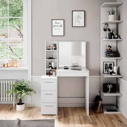 Vicco Tavolo da toeletta Meryl, Bianco, 80 cm | adatto per truccarsi, acconciarsi e conservare cosmetici