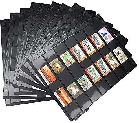 Stamp Stock Pages Sheets Double Sided Stamp Album Stock Pages with 9 Binder Holes Pack of 10 Pages Set Classic Stamp Album