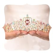 JWICOS Diadèmes et couronnes multicolores en strass pour femme - Couronne élégante avec peignes - Diadème de princesse pour mariée - Mariage, bal de fin d'année, fête d'anniversaire (multicolore rose