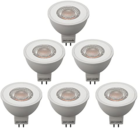 paul russells LED MR16 Bulbs, 3.4W 345lm Spotlight Bulbs, 12V Bi-Pin (GU5.3) Base, 35watt Equivalent, 38° Narrow Beam Angle, 6500K Daylight White, Energy Saving Non-Dimmable Light Bulbs – Pack of 6