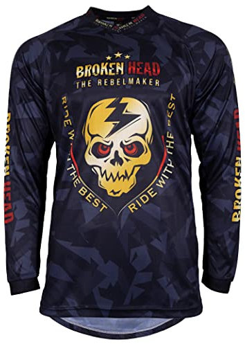 Broken Head MX Jersey Ride with The Best - Camouflage Grau-Gold - Moto-Cross Jersey - BMX - Offroad - Trikot - Racing Shirt (XS)