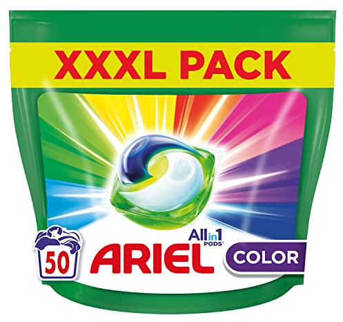 Ariel All-in-1 Pods Liquide Capsules, 50 Lavages, Couleur, Efficacité Exceptionnelle Contre Les Taches Même A Des Températures Plus Froides, Parfum Frais De Propreté