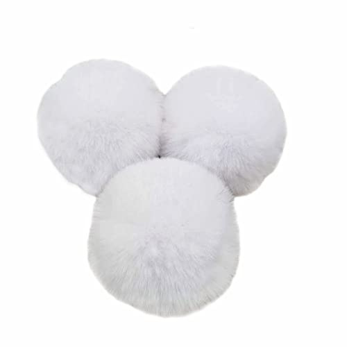 10 Stk 6cm Pompons Kunstfell Kaninchenfell Fellbommel,Kunstpelz Pom Pom Ball Plüschbälle Bommeln für DIY Handwerk Mützen Anhänger Dekoration Damen Mädchen Taschenanhänger Schlüsselanhänger,Weiß