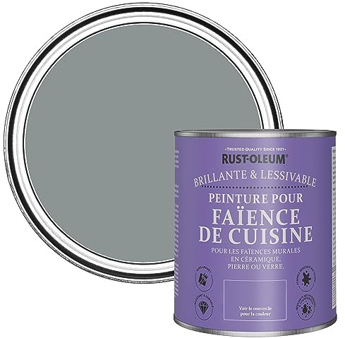 Rust-Oleum Grey Water-Resistant Kitchen Tile Paint in Gloss Finish - Slate 750ml
