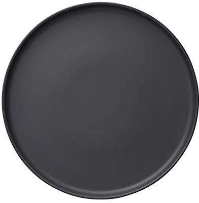 ROCKZZERO 4 Pizzateller im Set - Steingut, spülmaschinenfest und temperaturbeständig - Tellerset aus umweltfreundlichen Rohstoffen - Schwarz - 33 cm Durchmesser