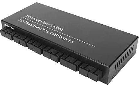 Hosie Convertitore Multimediale in Fibra, Tx1310nm 8 Porte 10 100 Mbps Plug And Play Compatto Indicatore LED Switch Ottico Ethernet per Ufficio (Spina UE)