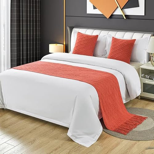 XIAOXIN Nordic Stricken Plaid Bett Handtuch Home Hotel Quaste Werfen Bett Läufer Esszimmer Hochzeit Party Decor Bett Schwanz Handtuch Kissenbezug
