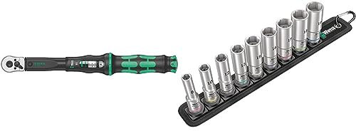 Wera Click Torque B 1 Adjustable Torque Wrench, 3/8 Square Drive, 10-50 Nm, 05075610001 & Belt B Deep 1 Socket Set of 9 Metric 3/8in Drive