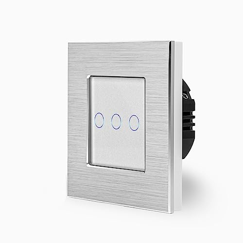POINT einfacher Touch Dimmer Lichtschalter Ein/Aus dimmbar 1-Fach im Aluminiumrahmen in weiß 1-Weg Glas Berührungs Wandschalter zum dimmen einer Leuchte, Lampe Luxus-Time
