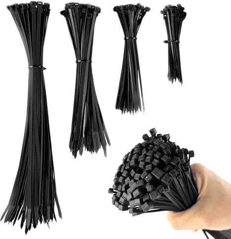 Nutabevr 200 Pezzi Fermacavo Universali Plastica, 100/150/200/300 mm Nere Nylon fascette di cablaggio professionali, fascetta di cablaggio resistente allatemperature, Per Cablaggio Elettricista Grigie