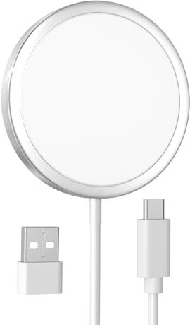 Magnetisches kabelloses Ladegerät, MagEase 15 W kabelloses Ladegerät mag~Safe, kompatibel mit iPhone 16/15/14/13/12-Serie und AirPods 3/2/Pro, Weiß