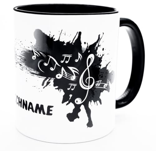 Golebros Notentasse Musiker Kaffeetasse mit Namen personalisiert | Musikliebhaber Geschenk, Musiklehrer Geschenk, für Männer und Frauen, Tasse Keramik, 330 ml, Noten Becher Design
