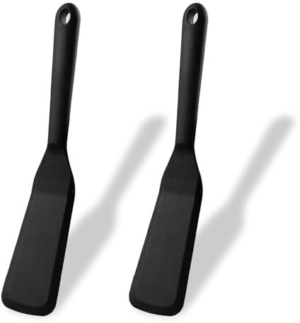 Confezione da 2 spatole piccole in silicone per omelette, resistenti al calore, antiaderenti, spatole lunghe per crêpe, pancake, frittate, hamburger, pizza, bistecche, crêpes
