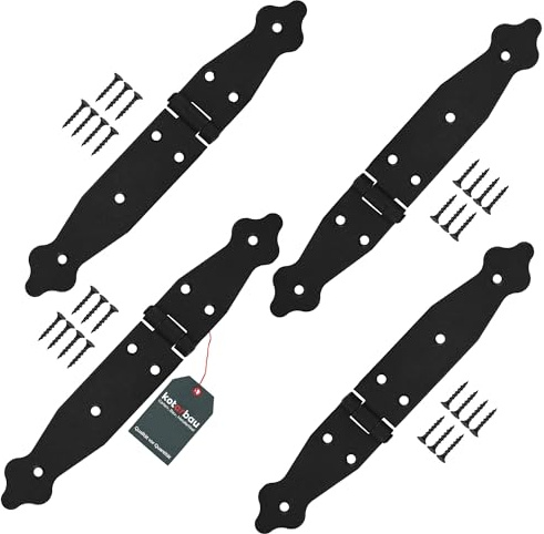 KOTARBAU® 4er Set Ladenband Türbänder 100 x 150 x 35 mm aus Pulverbeschichtetem Stahl Torscharnier Türband Schwarz Scharniere Klappbar Fensterscharnier Holztür Gartentor Scharnier Kistenband Torbeschl