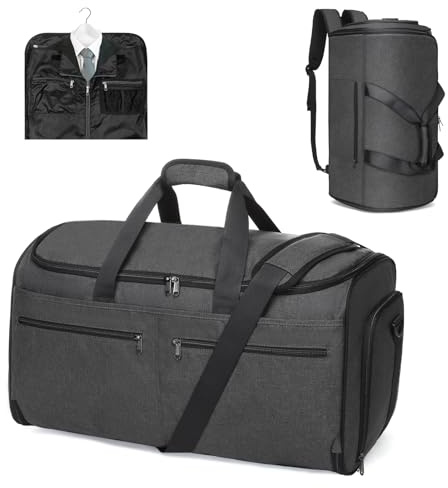 Bukere Garment Bags for Travel, Convertible Carry on Duffel Bag for Men Women, Backpack Straps, Shoe Compartment, 3 in 1 Hanging Dress Suit Bags for Men Women