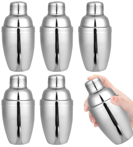 6PCS Mini Cocktail Shaker, Drink Shakers Cocktail,Stainless Mini Martini Shaker, Cocktail Shaker With Strainer, for Bar Tending, Espresso Shaker, for Bar Party Home Drink Mixers (8 OZ)