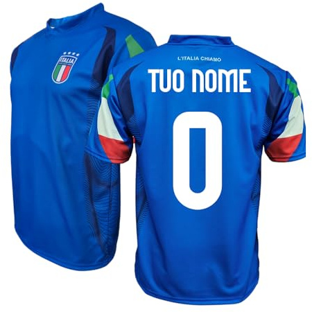 FIGC Italia Replica Ufficiale Maglia Home Kit 2024 Nazionale Italiana di Calcio - Personalizzabile Taglia 12 Anni
