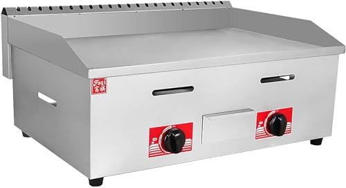 Plancha de gas de escritorio, plancha de encimera para cocinar barbacoa, placa caliente plana, calentamiento rápido/uniforme, doble control para barbacoa, carne, huevos, panqueques