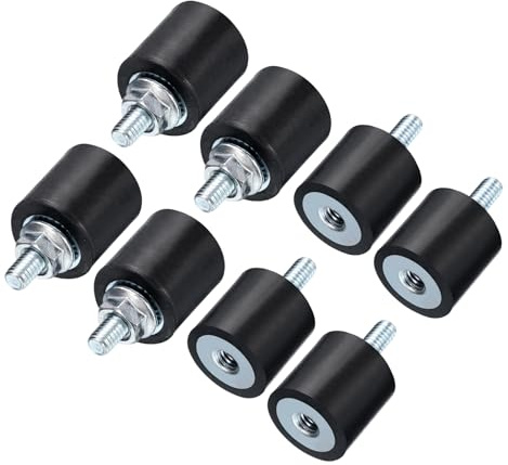 QUARKZMAN 8 Stück M4x10mmGummipuffer mit Gewindebolzen 15x15mm | Männlich Weiblich Gummidämpfer Gummifüße Anschlagpuffer Schwingungsdämpfer Klimaanlage mit 8 Stück M4 Sicherungsmuttern