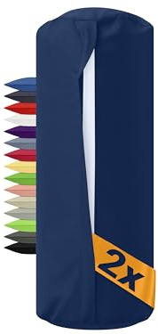 npluseins 2er Pack - Bezug für Nackenrollen 40x15 cm 100% Baumwolle 1600.2330, 40 x 15 cm, Navyblau