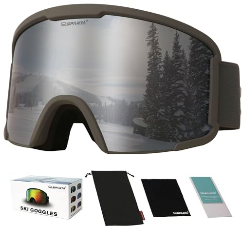 OUTDOORSPARTA OTG Ski Goggles Snow Sports Goggles Snowboarding Goggles for Men Women & Youth - 100% UV Protection & Anti-glare (9. Grey Frame, Full Lens Mirrored Silver)