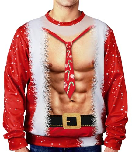 TAGVO Roliga jul-t-shirtar för män, unisex, ful 3D-tryckta jultröjor, personliga, avslappnade, långärmade toppar